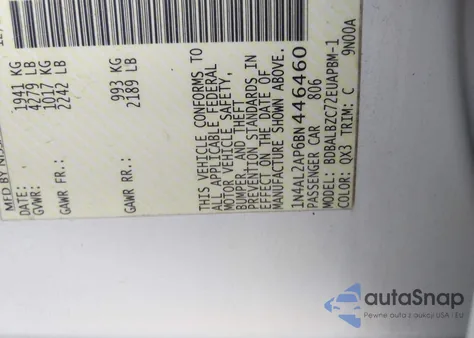 2011 Nissan Altima 2.5 S z USA, uszkodzony, nr VIN 1N4AL2AP6BN446460